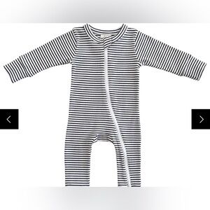 SIIX Organic Cotton Ribbed Blue Stripe Footie Pajama Onesie